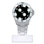 Polka Dots - Pale Green on Black Nurses Watch