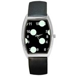 Polka Dots - Pale Green on Black Barrel Style Metal Watch