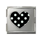 Polka Dots - Pale Green on Black Mega Link Heart Italian Charm (18mm)