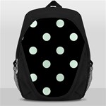 Polka Dots - Pale Green on Black Backpack Bag