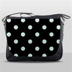 Polka Dots - Pale Green on Black Messenger Bag