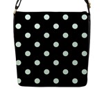 Polka Dots - Pale Green on Black Flap Closure Messenger Bag (L)