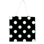 Polka Dots - Pale Green on Black Grocery Light Tote Bag