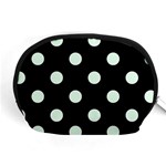 Polka Dots - Pale Green on Black Accessory Pouch (Medium)
