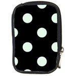Polka Dots - Pale Green on Black Compact Camera Leather Case