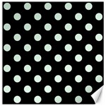 Polka Dots - Pale Green on Black Canvas 12  x 12 