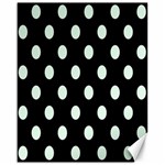 Polka Dots - Pale Green on Black Canvas 16  x 20 