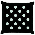 Polka Dots - Pale Green on Black Throw Pillow Case (Black)