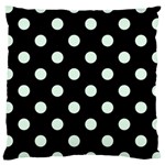 Polka Dots - Pale Green on Black Large Cushion Case (One Side)