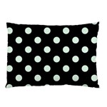 Polka Dots - Pale Green on Black Pillow Case (One Side)