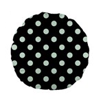 Polka Dots - Pale Green on Black Standard 15  Premium Flano Round Cushion