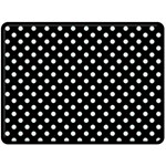 Polka Dots - Pale Green on Black Fleece Blanket (Large) (One Side)