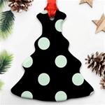 Polka Dots - Pale Green on Black Christmas Tree Ornament (Two Sides)