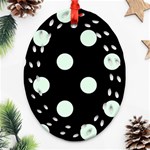 Polka Dots - Pale Green on Black Oval Filigree Ornament (Two Sides)