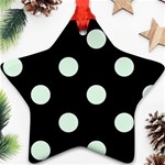 Polka Dots - Pale Green on Black Star Ornament (Two Sides)
