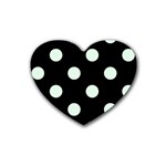 Polka Dots - Pale Green on Black Heart Coaster (4 pack)