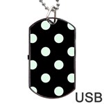 Polka Dots - Pale Green on Black Dog Tag USB Flash (One Side)