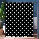 Polka Dots - Pale Green on Black Shower Curtain 60  x 72  (Medium)