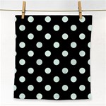 Polka Dots - Pale Green on Black Face Towel