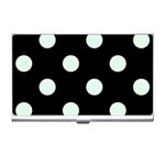 Polka Dots - Pale Green on Black Business Card Holder