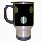 Polka Dots - Pale Green on Black Travel Mug (Silver Gray)