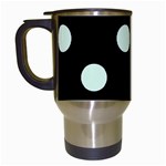 Polka Dots - Pale Green on Black Travel Mug (Black)