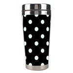 Polka Dots - Pale Green on Black Stainless Steel Travel Tumbler