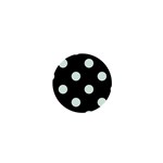 Polka Dots - Pale Green on Black 1  Mini Button