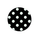 Polka Dots - Pale Green on Black Magnet 3  (Round)