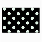 Polka Dots - Pale Green on Black Postcard 5  x 7 