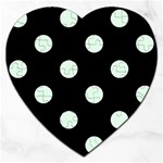 Polka Dots - Pale Green on Black Jigsaw Puzzle (Heart)