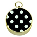 Polka Dots - Pale Green on Black Gold Compass