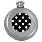 Polka Dots - Pale Green on Black Hip Flask (5 oz)