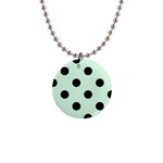 Polka Dots - Black on Pastel Green 1  Button Necklace
