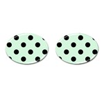 Polka Dots - Black on Pastel Green Cufflinks (Oval)