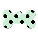 Polka Dots - Black on Pastel Green Dog Tag Bone (Two Sides)