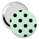 Polka Dots - Black on Pastel Green 3  Handbag Mirror