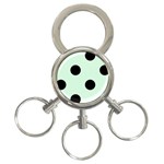 Polka Dots - Black on Pastel Green 3-Ring Key Chain