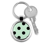 Polka Dots - Black on Pastel Green Key Chain (Round)