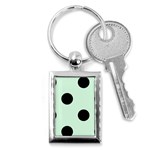 Polka Dots - Black on Pastel Green Key Chain (Rectangle)