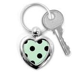 Polka Dots - Black on Pastel Green Key Chain (Heart)