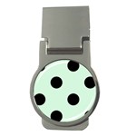 Polka Dots - Black on Pastel Green Money Clip (Round)