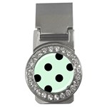Polka Dots - Black on Pastel Green Money Clip (CZ)