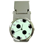 Polka Dots - Black on Pastel Green Money Clip Watch