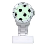 Polka Dots - Black on Pastel Green Nurses Watch