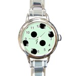Polka Dots - Black on Pastel Green Round Italian Charm Watch