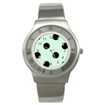 Polka Dots - Black on Pastel Green Stainless Steel Watch