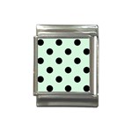 Polka Dots - Black on Pastel Green Italian Charm (13mm)
