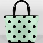 Polka Dots - Black on Pastel Green Bucket Bag
