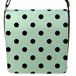 Polka Dots - Black on Pastel Green Flap Closure Messenger Bag (S)